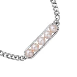 Weißes Muschelkernperle Und Zirkonia Armband, Ca. 19 Cm, Messing Ca. 1.00 Ct -Schmuck Shoplc 7213477 3