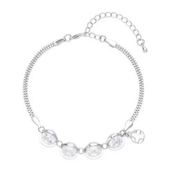 Weißes Zirkonia Armband Ca. 17.5+5 Cm Reines Messing Ca. 5.00 Ct