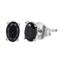 Schwarze Spinell Ohrringe, 925 Silber Ca. 1.28 Ct