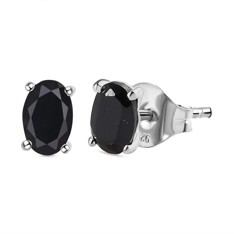 Schwarze Spinell Ohrringe, 925 Silber Ca. 1.28 Ct 3 Schwarze Spinell Ohrringe, 925 Silber Ca. 1.28 Ct