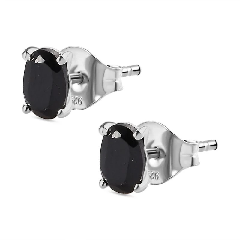 Schwarze Spinell Ohrringe, 925 Silber Ca. 1.28 Ct 6 Schwarze Spinell Ohrringe, 925 Silber Ca. 1.28 Ct – Bild 4