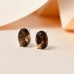 Rauchquarz Ohrringe, 925 Silber Ca. 0.93 Ct -Schmuck Shoplc 7214010 1