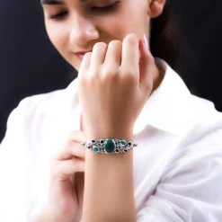 Sierra Nevada Türkis Armband, Ca. 19 Cm, 925 Silber Platiniert, 13,10g, Ca. 10.93 Ct -Schmuck Shoplc 7224729 2