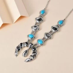 Weißer Büffel Und Southhill Türkis Halskette, Ca. 45 Cm, 925 Silber Platiniert Ca. 16.37 Ct -Schmuck Shoplc 7224811 2