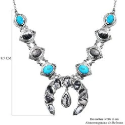 Weißer Büffel Und Southhill Türkis Halskette, Ca. 45 Cm, 925 Silber Platiniert Ca. 16.37 Ct -Schmuck Shoplc 7224811 5