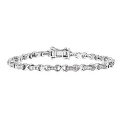 Weißes Diamant Armband, Ca. 19 Cm, 925 Silber Platiniert Ca. 0.25 Ct