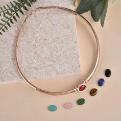 Evertrue Edelstein-Halskette Mit 7 Austauschbaren Edelsteinen, Ca. 45 Cm, Edelstahl 750 Rosévergoldet Ca. 24.50 Ct -Schmuck Shoplc 7225664 1