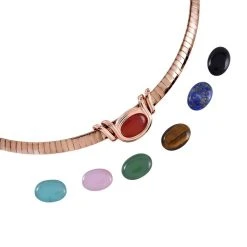 Evertrue Edelstein-Halskette Mit 7 Austauschbaren Edelsteinen, Ca. 45 Cm, Edelstahl 750 Rosévergoldet Ca. 24.50 Ct -Schmuck Shoplc 7225664 2