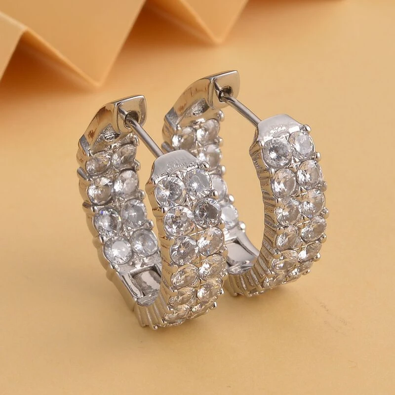 Weiße Kristall Ohrringe, Edelstahl 4 Weiße Kristall Ohrringe, Edelstahl – Bild 2