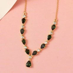 Natürliche Chrom Turmalin Halskette, Ca. 45 Cm, 925 Silber Gelbgold Vermeil Ca. 3.74 Ct -Schmuck Shoplc 7225978 2