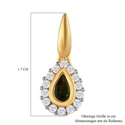 Natürliche Chrom Turmalin Und Weiße Zirkon-Ohrringe, 925 Silber Gelbgold Vermeil Ca. 0.89 Ct -Schmuck Shoplc 7225994 4