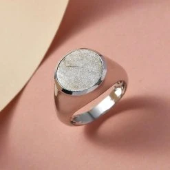 Meteorit-Ring, 925 Silber Platiniert (Größe 17.00) Ca. 12.70 Ct -Schmuck Shoplc 7226165 1