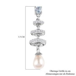 GP Kollektion - Weiße Perlen Und Himmelblaue Topas Ohrringe, 925 Silber Platiniert Ca. 1.04 Ct -Schmuck Shoplc 7227398 5