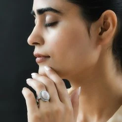 Natürlicher Peruanischer Rosa-Opal Und Weißer Zirkon-Ring, 925 Silber Platiniert (Größe 17.00) Ca. 5.83 Ct -Schmuck Shoplc 7227418 2