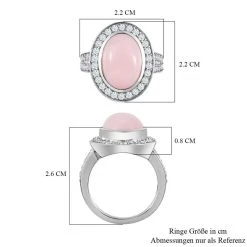 Natürlicher Peruanischer Rosa-Opal Und Weißer Zirkon-Ring, 925 Silber Platiniert (Größe 17.00) Ca. 5.83 Ct -Schmuck Shoplc 7227418 6