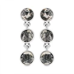 Weiße Büffel Ohrringe, 925 Silber Platiniert Ca. 7.20 Ct