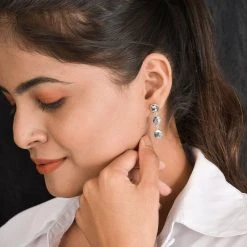 Weiße Büffel Ohrringe, 925 Silber Platiniert Ca. 7.20 Ct -Schmuck Shoplc 7228213 2