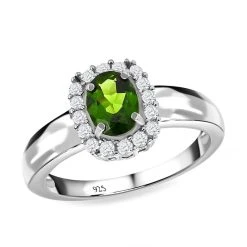 Natürlicher Chromdiopsid Und Weißer Zirkon-Ring, 925 Silber Platiniert (Größe 17.00) Ca. 1.12 Ct -Schmuck Shoplc 7228988 3