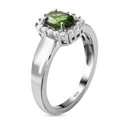 Natürlicher Chromdiopsid Und Weißer Zirkon-Ring, 925 Silber Platiniert (Größe 17.00) Ca. 1.12 Ct -Schmuck Shoplc 7228988 4