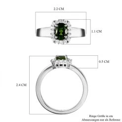 Natürlicher Chromdiopsid Und Weißer Zirkon-Ring, 925 Silber Platiniert (Größe 17.00) Ca. 1.12 Ct -Schmuck Shoplc 7228988 6