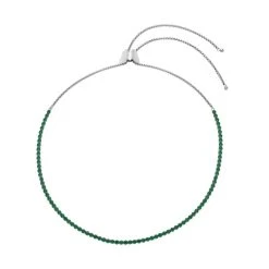 Grüne Zirkonia Halskette, Ca. 38 Cm, Edelstahl Ca. 45,00 Ct