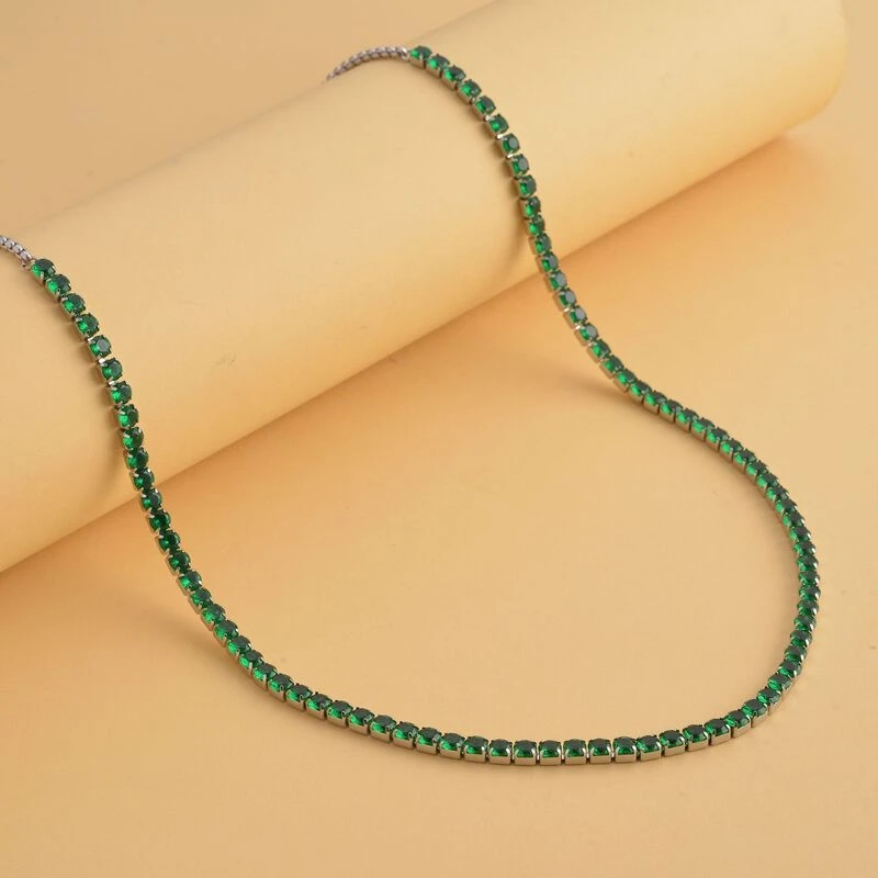 Grüne Zirkonia Halskette, Ca. 38 Cm, Edelstahl Ca. 45,00 Ct 4 Grüne Zirkonia Halskette, Ca. 38 Cm, Edelstahl Ca. 45,00 Ct – Bild 2