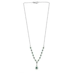 Kagem Sambische Smaragd Halskette, Ca. 45 Cm, 925 Silber Platiniert Ca. 2.60 Ct -Schmuck Shoplc 7229055 3