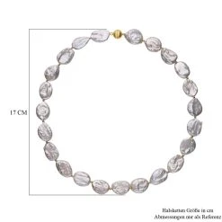 Weiße Keshi Perlen Halskette, Ca. 50 Cm, 925 Silber Vergoldet -Schmuck Shoplc 7230539 4