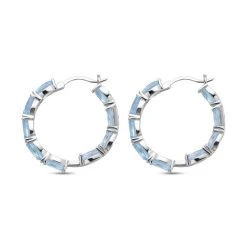 Blaue Topas-Creolen, 925 Silber Rhodiniert Ca. 17.39 Ct -Schmuck Shoplc 7231312 3