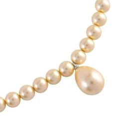 Goldene Muschelkernperlen Halskette, (7-9mm), Ca. 45 Cm -Schmuck Shoplc 7231437 3