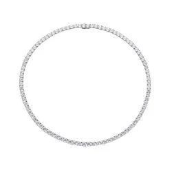 120 Facetten Moissanit Halskette, Ca. 45 Cm, 925 Silber Rhodiniert Ca. 39.09 Ct