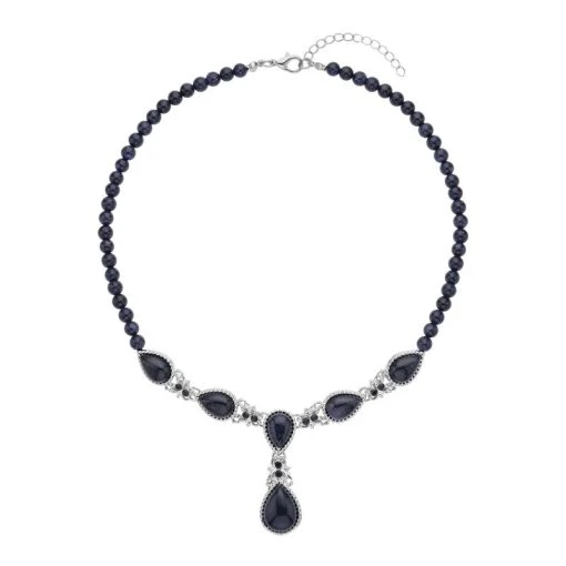 Blaue Sandstein Halskette Ca. 45 Cmca. 164.00 Ct -Schmuck Shoplc 7234254