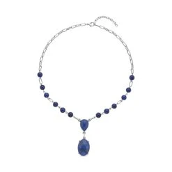 Lapislazuli Collier, Ca. 45 Cm, Silberfarben Ca. 70.00 Ct