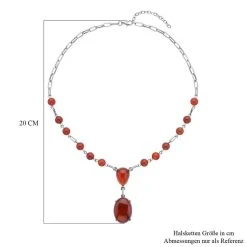 Rotes Achat Collier, Ca. 45 Cm, Silberfarben Ca. 70.00 Ct -Schmuck Shoplc 7235855 3