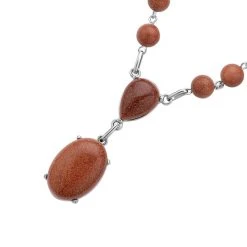 Goldenes Sandstein Collier, Ca. 45 Cm, Silberfarben, Ca. 70,00 Ct -Schmuck Shoplc 7235891 2