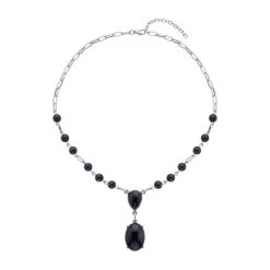 Blaues Sandstein Collier, Ca. 45 Cm, Silberfarben Ca. 70.00 Ct