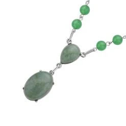 Grünes Aventurin Collier, Ca. 45 Cm, Silberfarben Ca. 70.00 Ct -Schmuck Shoplc 7235897 2