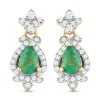 AAA Kagem Sambische Smaragd Und Weiße Zirkon Ohrringe, 925 Silber Gelbgold Vermeil Ca. 1.15 Ct 2 AAA Kagem Sambische Smaragd Und Weiße Zirkon Ohrringe, 925 Silber Gelbgold Vermeil Ca. 1.15 Ct -Schmuck Shoplc 7236278