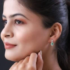 AAA Kagem Sambische Smaragd Und Weiße Zirkon Ohrringe, 925 Silber Gelbgold Vermeil Ca. 1.15 Ct -Schmuck Shoplc 7236278 2