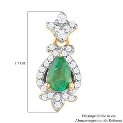 AAA Kagem Sambische Smaragd Und Weiße Zirkon Ohrringe, 925 Silber Gelbgold Vermeil Ca. 1.15 Ct -Schmuck Shoplc 7236278 4