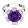 Afrikanischer Amethyst Und Weißer Zirkon-Ring, 925 Silber Platiniert (Größe 16.00) Ca. 5.98 Ct -Schmuck Shoplc 7236488