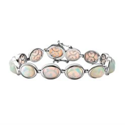 AA Natürliches, äthiopisches Welo Opal Armband, Ca. 20 Cm, 925 Silber Platiniert Ca. 16.95 Ct