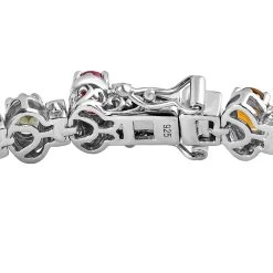 Mehrfarbiges-Turmalin Und Weißes Zirkon Armband, Ca. 20 Cm, 925 Silber Platiniert Ca. 13.95 Ct 10 Mehrfarbiges-Turmalin Und Weißes Zirkon Armband, Ca. 20 Cm, 925 Silber Platiniert Ca. 13.95 Ct -Schmuck Shoplc 7237595 3