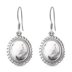 Weiße Büffel Ohrringe, 925 Silber Platiniert Ca. 9.52 Ct