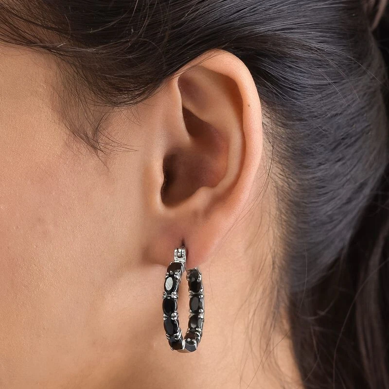 Schwarzer Spinell OhrringeEdelstahl Ca. 11,48 Ct 5 Schwarzer Spinell OhrringeEdelstahl Ca. 11,48 Ct – Bild 3