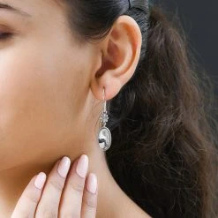 Weiße Büffel Ohrringe, 925 Silber Platiniert Ca. 6.50 Ct -Schmuck Shoplc 7247489 2