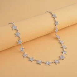 Weiße Kristall Halskette, Ca. 50 Cm, Silberfarben -Schmuck Shoplc 7247588 1