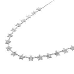 Weiße Kristall Halskette, Ca. 50 Cm, Silberfarben -Schmuck Shoplc 7247588 2