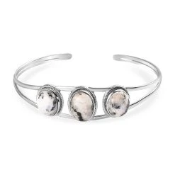 Weißer Büffel Armreif, Ca. 19 Cm, 925 Silber Platiniert Ca. 15.55 Ct