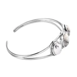 Weißer Büffel Armreif, Ca. 19 Cm, 925 Silber Platiniert Ca. 15.55 Ct -Schmuck Shoplc 7251069 3